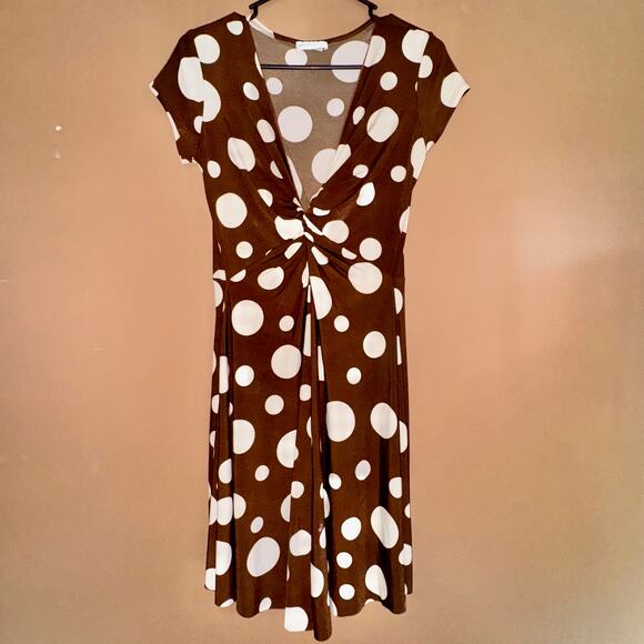 KoKoon Women's Brown Polka Dot Wrap Dress - Size Medium - Picture 1 of 8